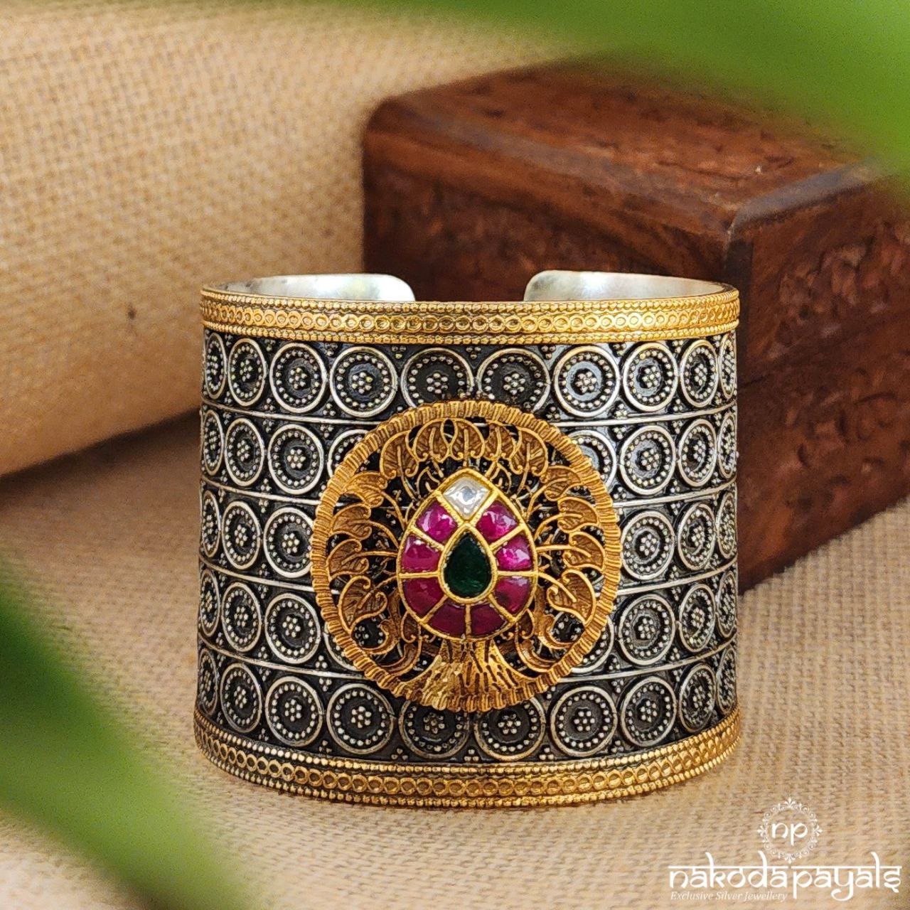 Sizable Antique Kundan Cuff Kada (k4879)