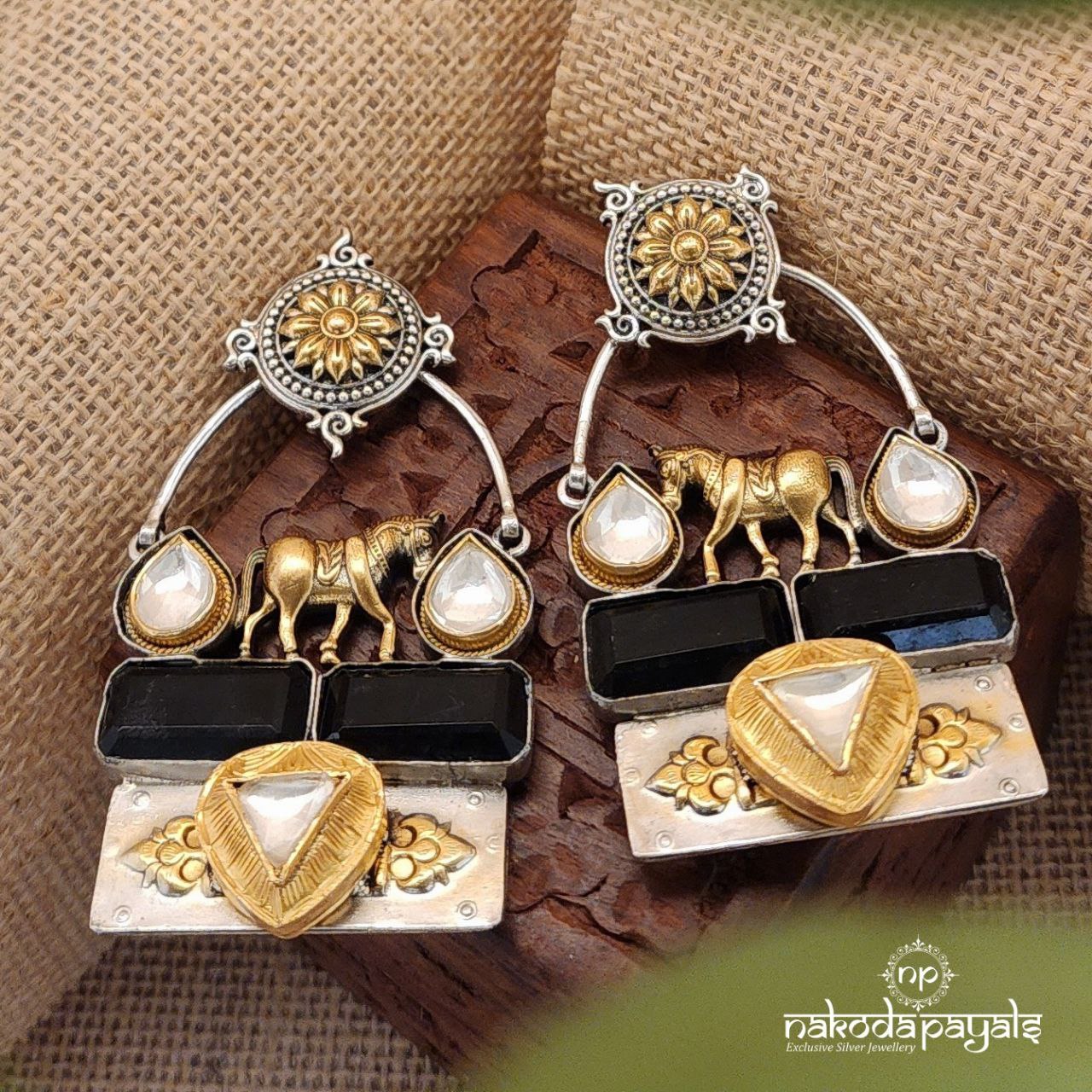 Moissanite Horse Onyx Chandbali (Dt1193)