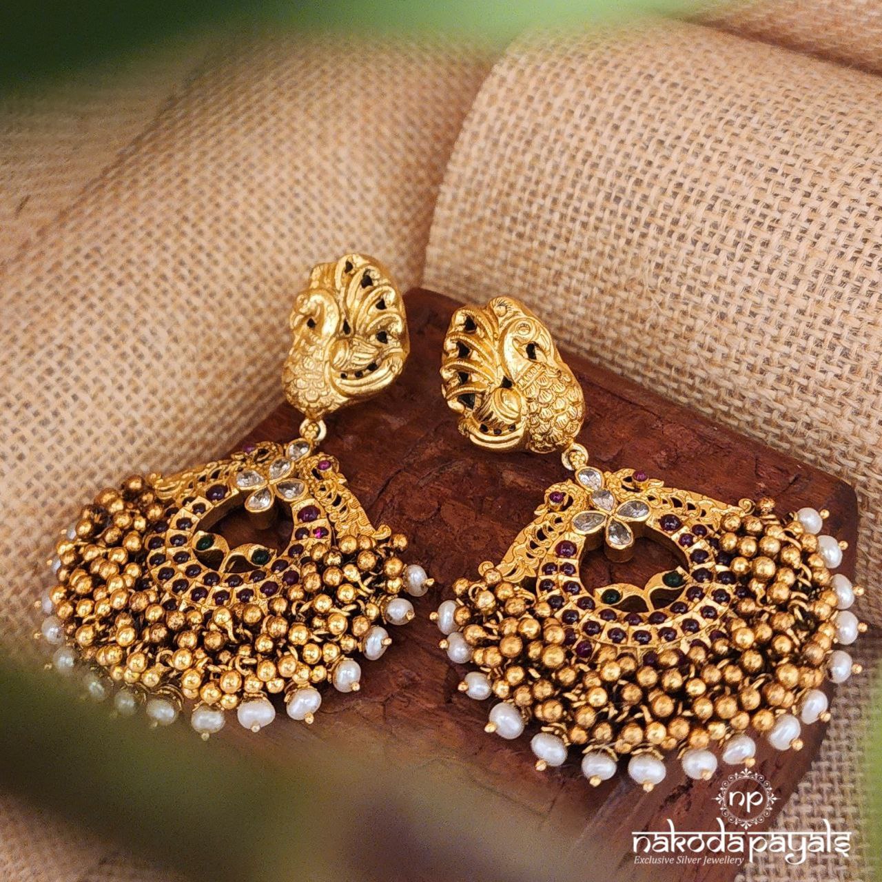 Clustered Ghungroo Peacock Chandbali (Ge8047)
