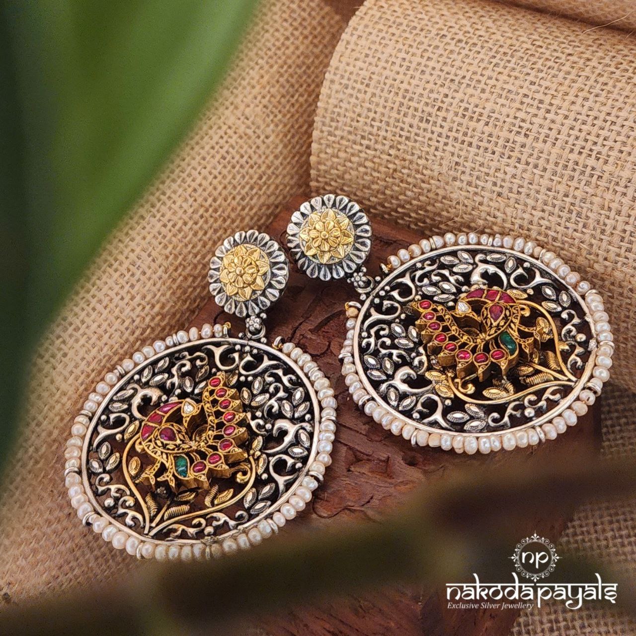 Bold Coin Peacock Kundan Chandbali (Dt1196)