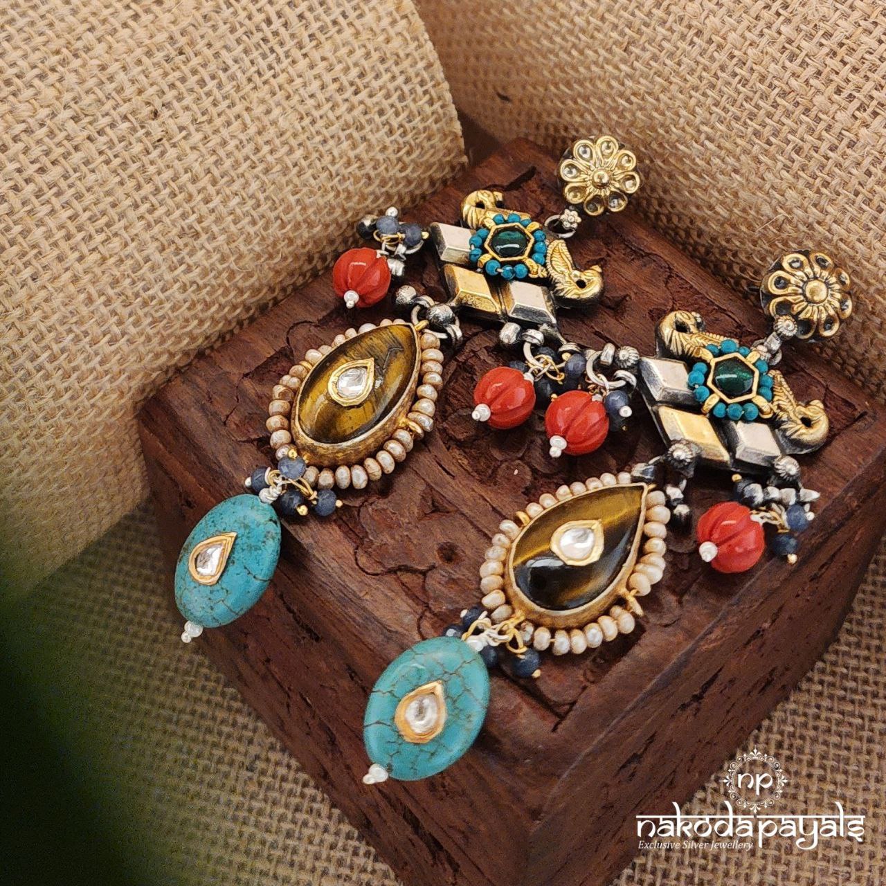 Catchy Cateye -Turquoise Earrings (Dt1200)