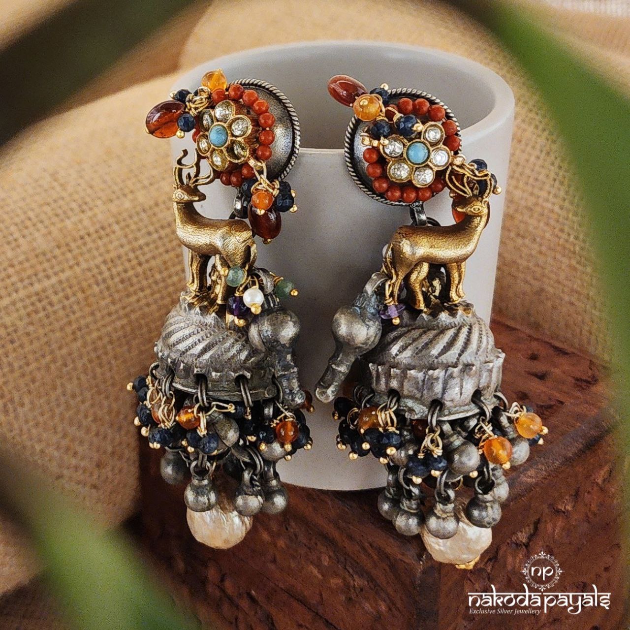 Matchless Camel Coral Tribal Jhumka (Dt1204)