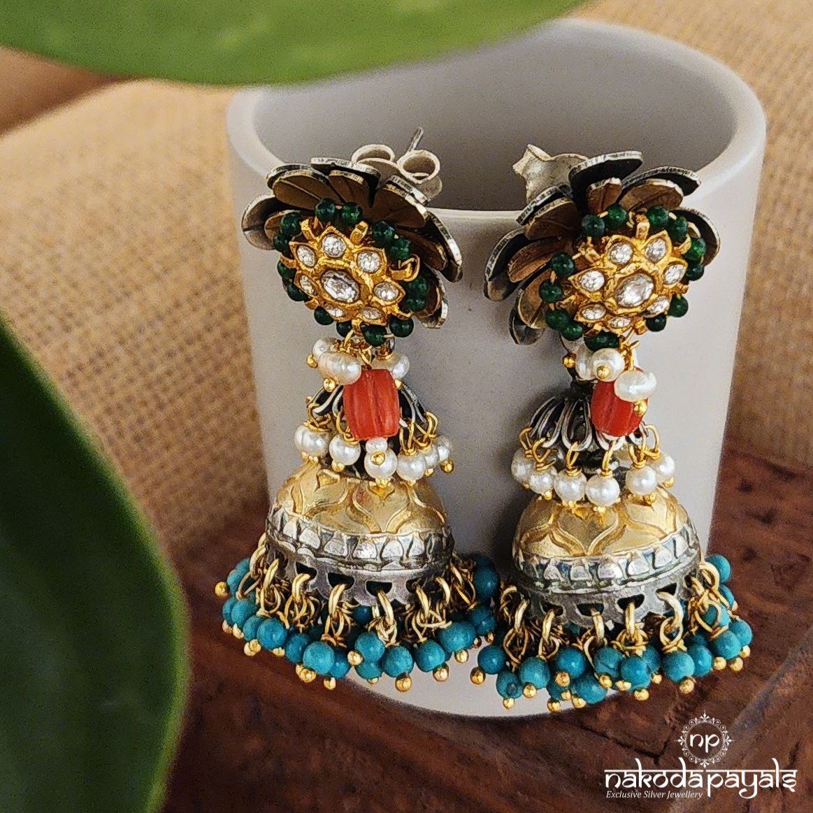 Skirt Turquoise Green Jhumka (Dt1219)