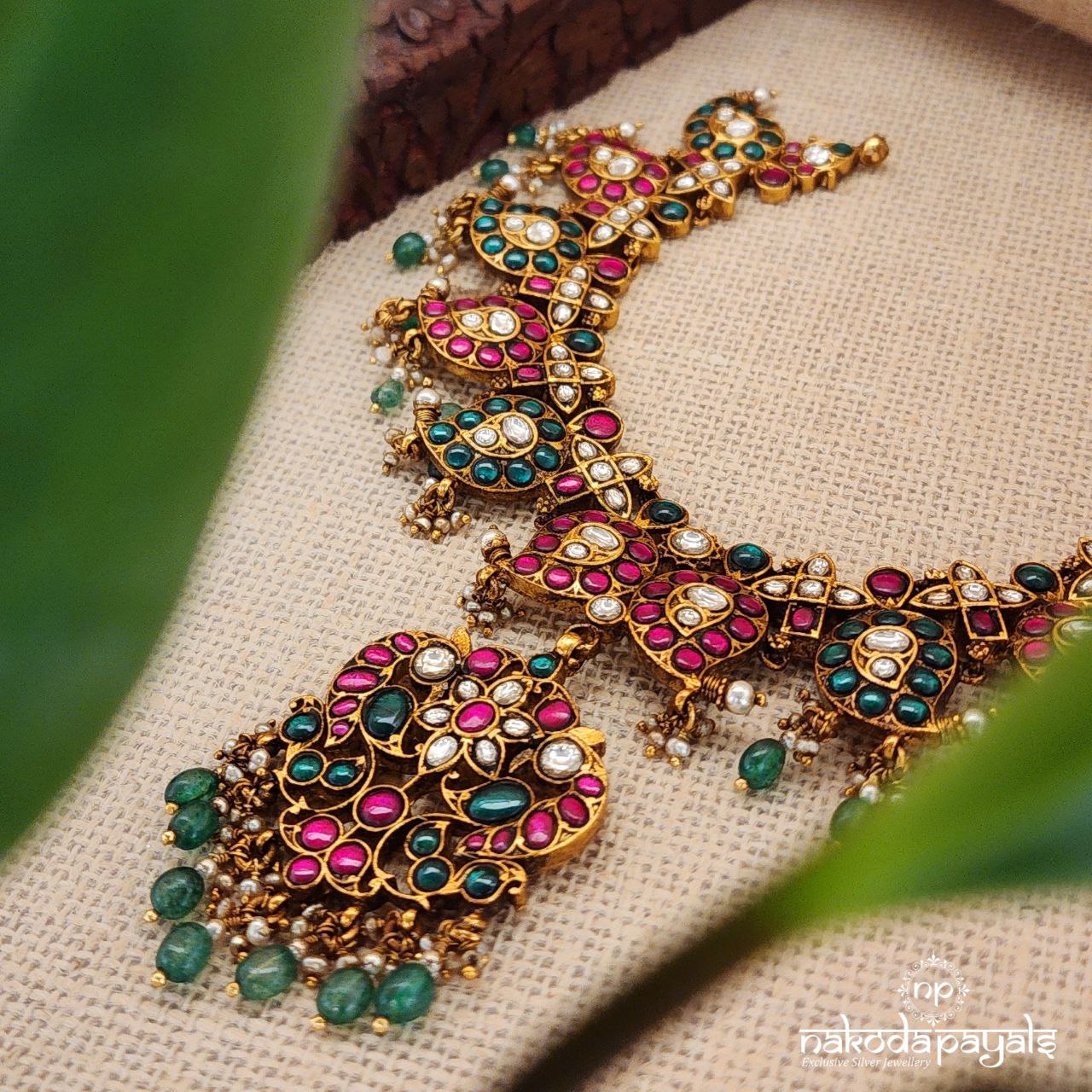 Red & Green Mango Kundan Neckpiece (Gn7520)