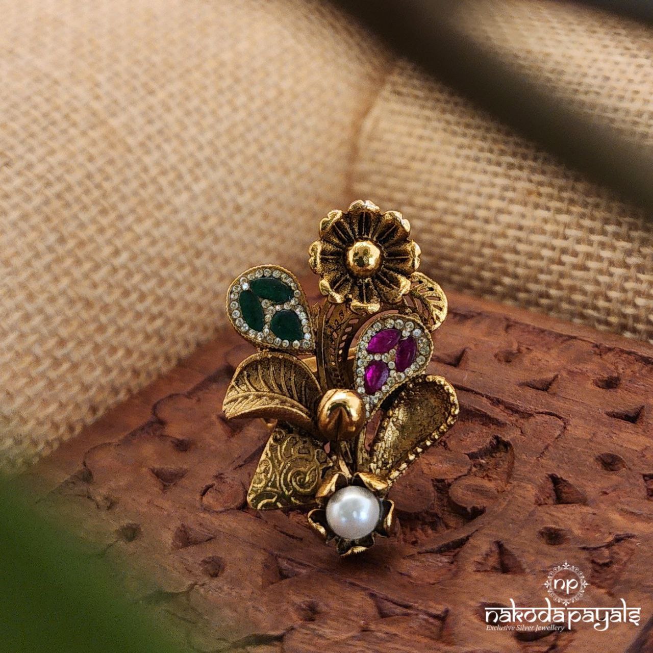 Budding Flowers Kundan Ring (F2461)