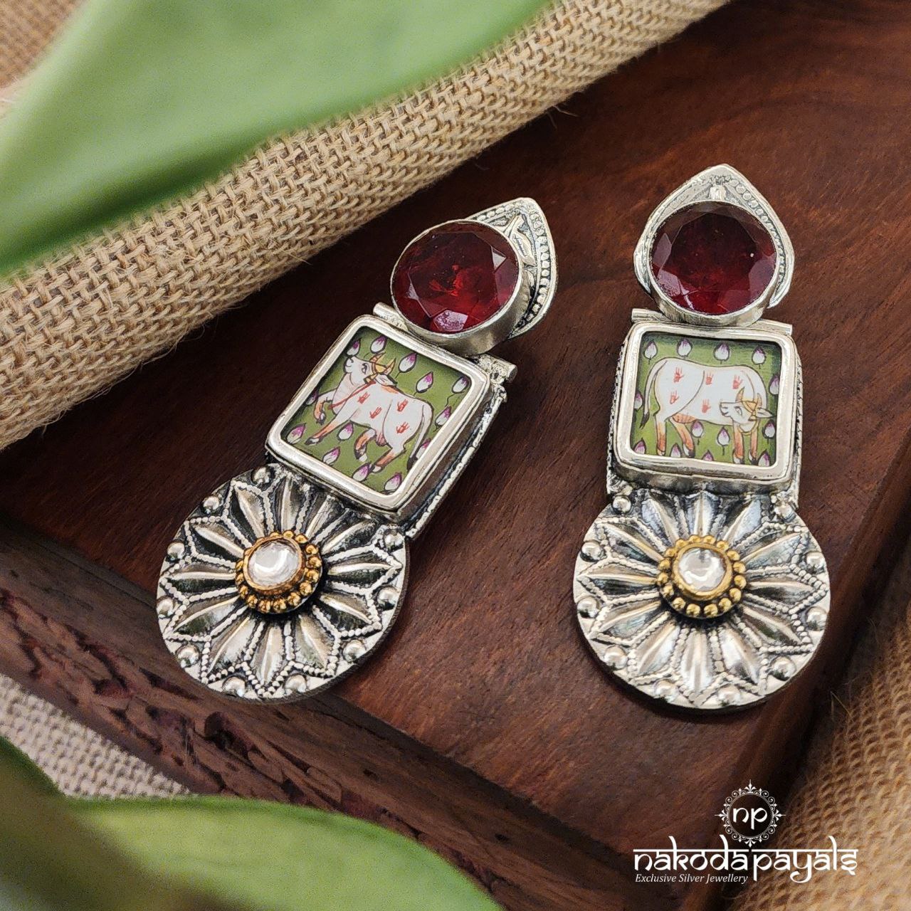 Red Ruby Cow Earrings (C8017)