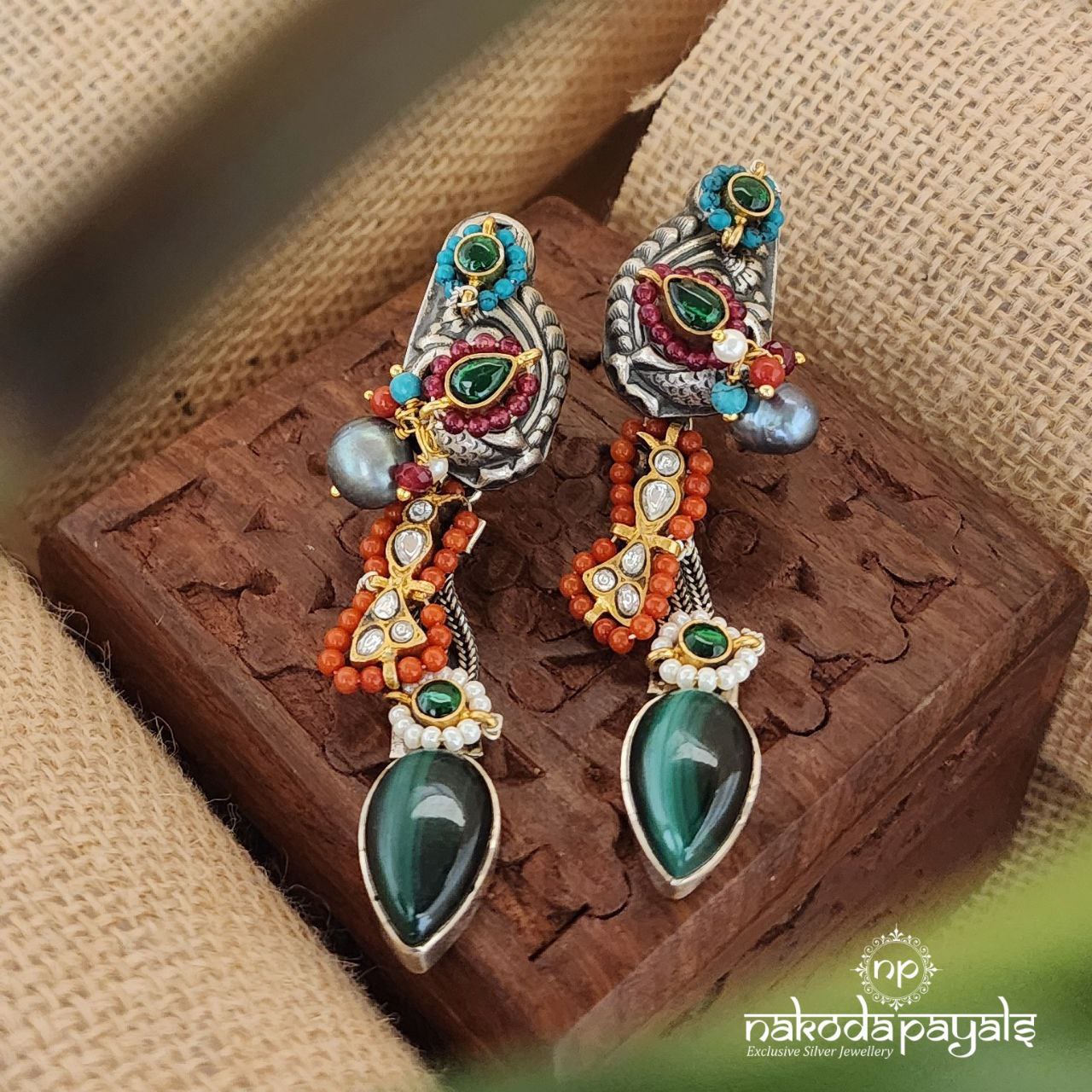 Long Drop Dual Tone Earrings (Dt1229)