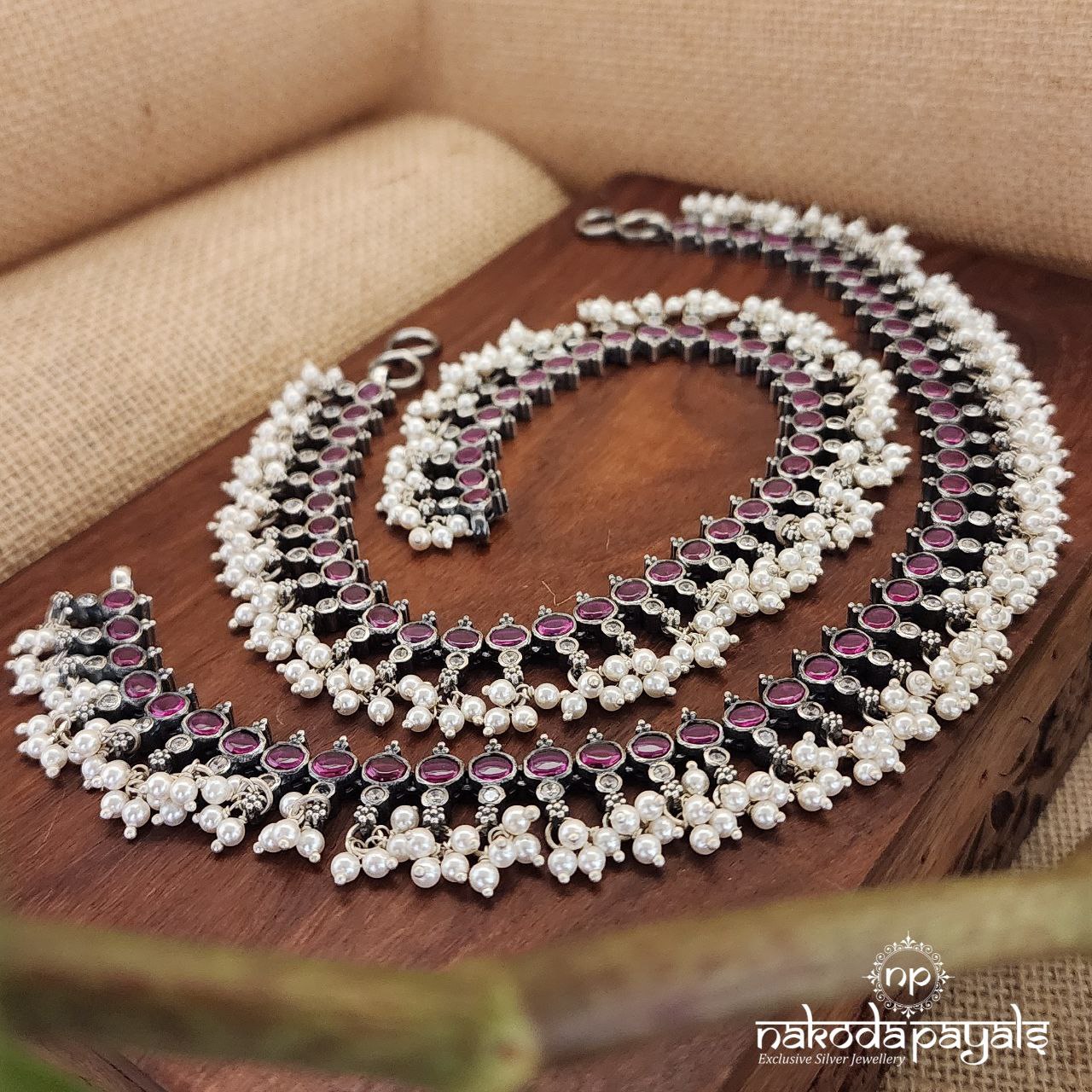 Oval Kemp And Pearls Anklet(A5712)