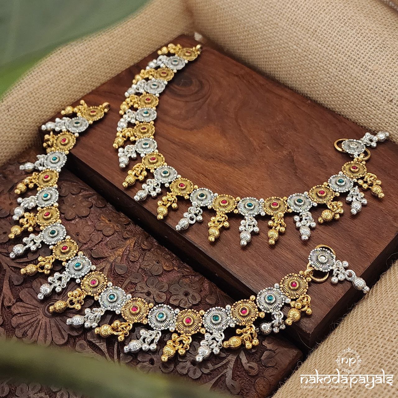 Circles Trail Dual Tone Anklets (A5727)