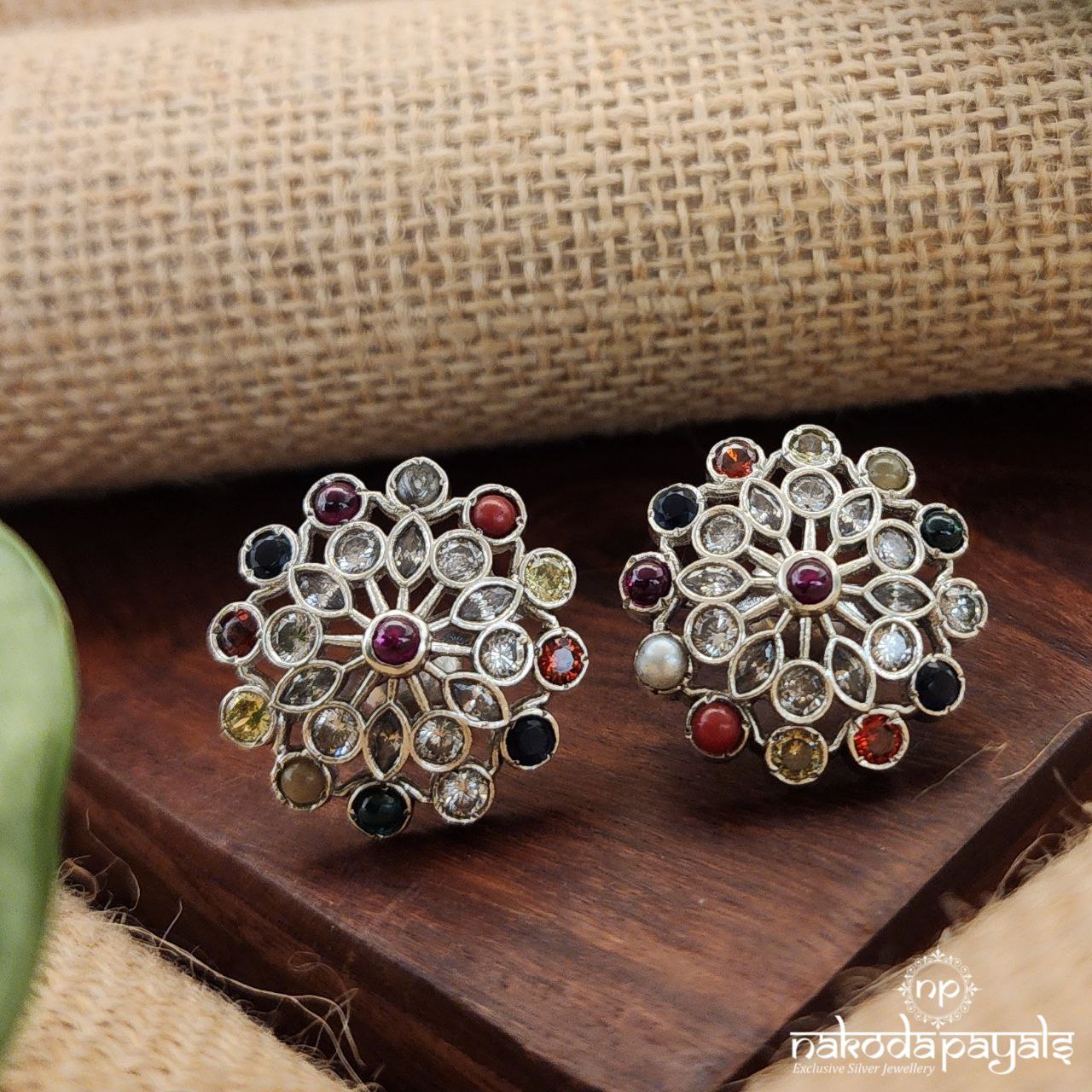 Variegated Navarathna Studs (S9247)