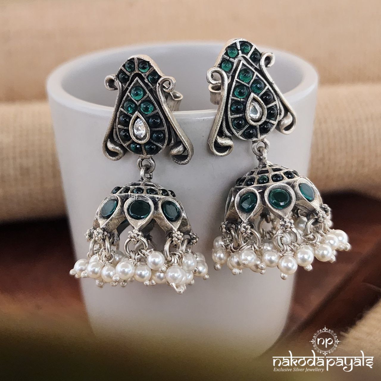 Leafy Green Guttapusalu Jhumka (J9753)