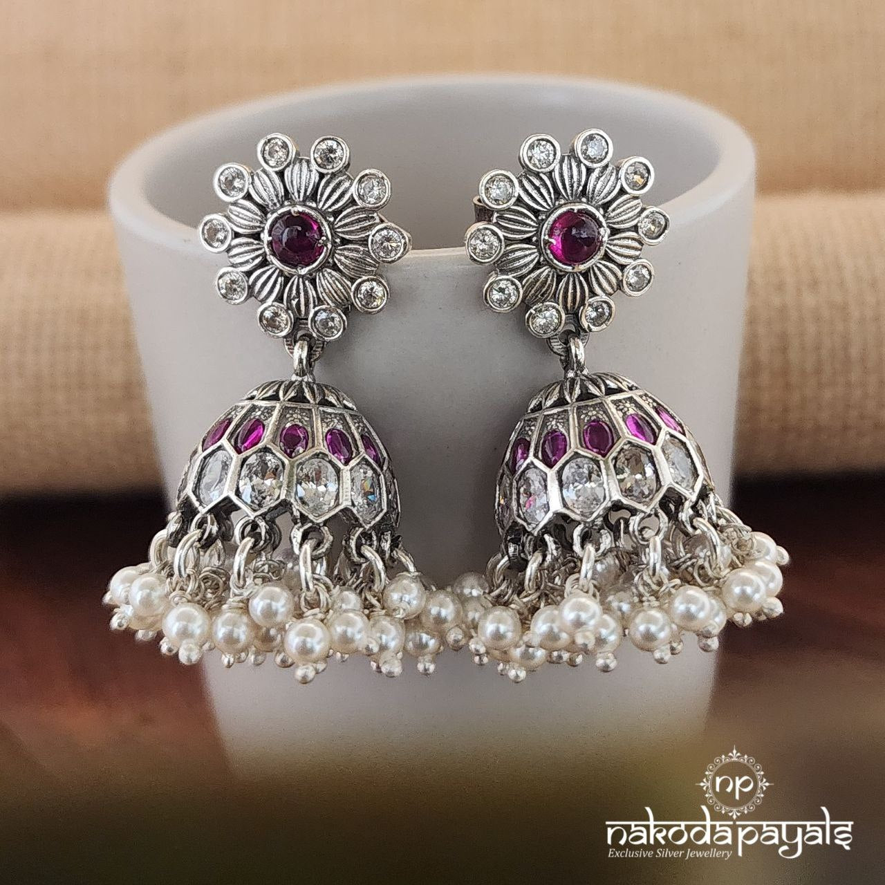 Shimmery White Jhumka (J7965)