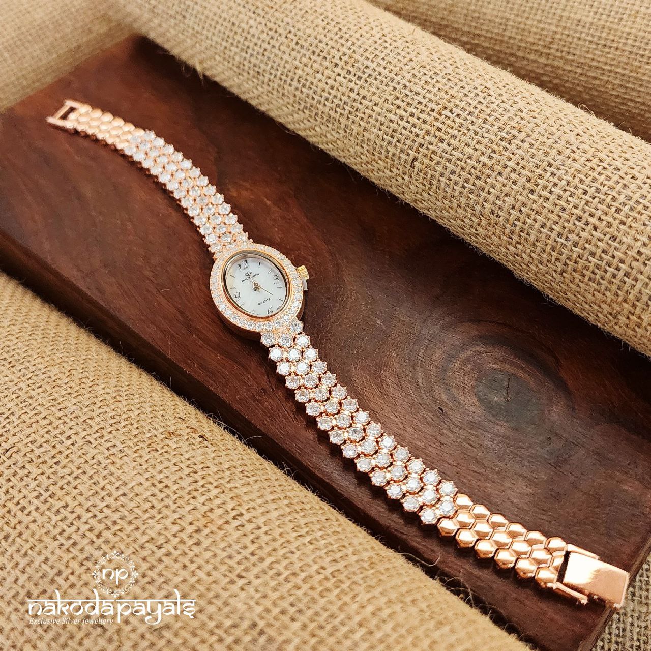 Tri Layer CZ Belt aRose Gold Watch (W0168)