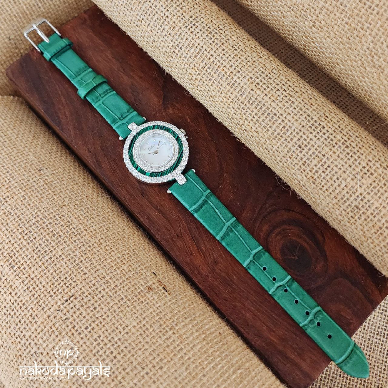 Green Belt Silver Watch (W0179)