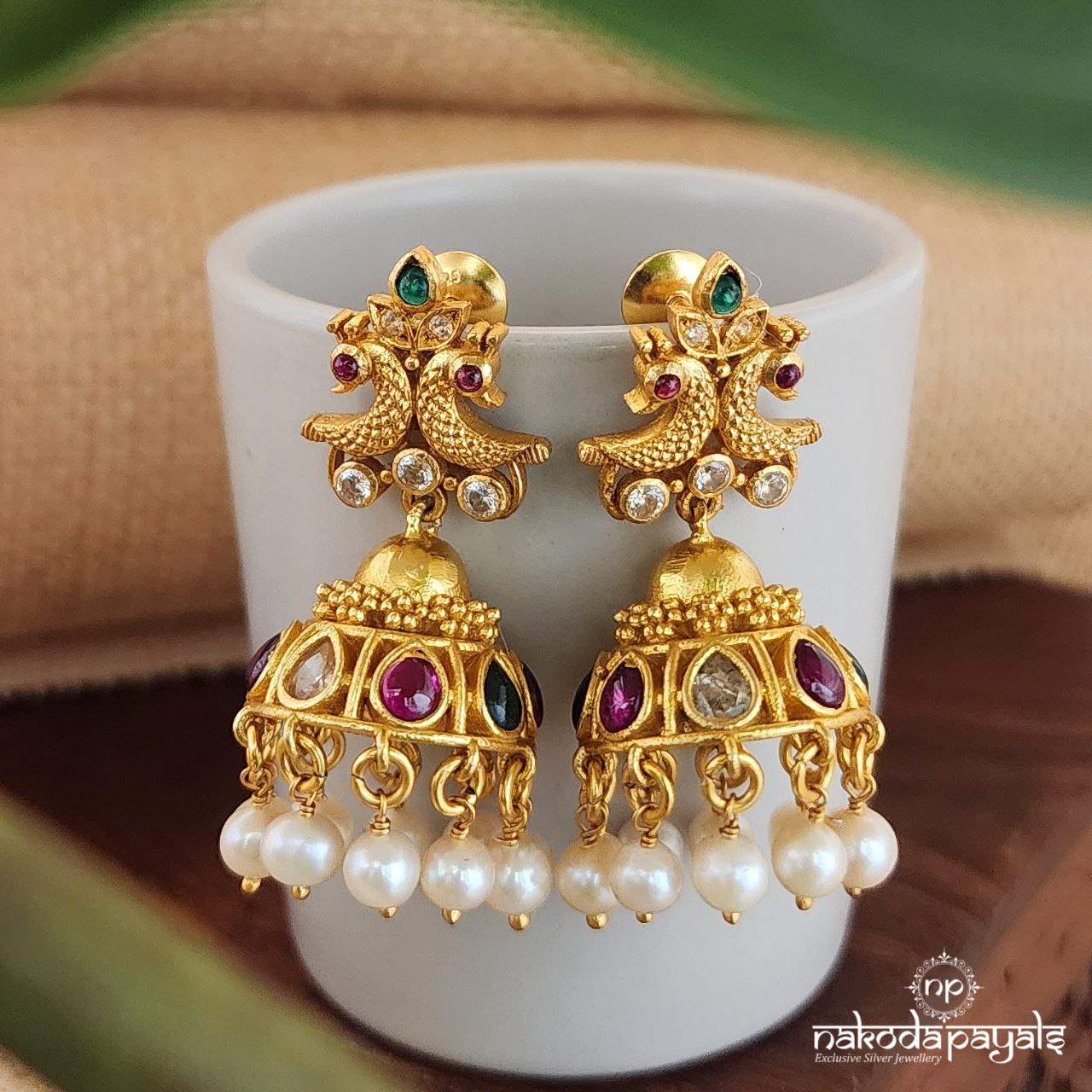 Traditional Navratna Jhumka (Ge8153)