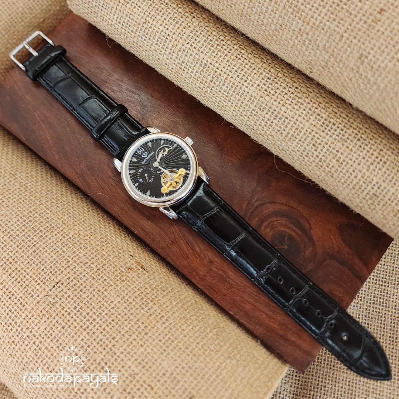 Black Dial Golden Hour Watch (W0192)