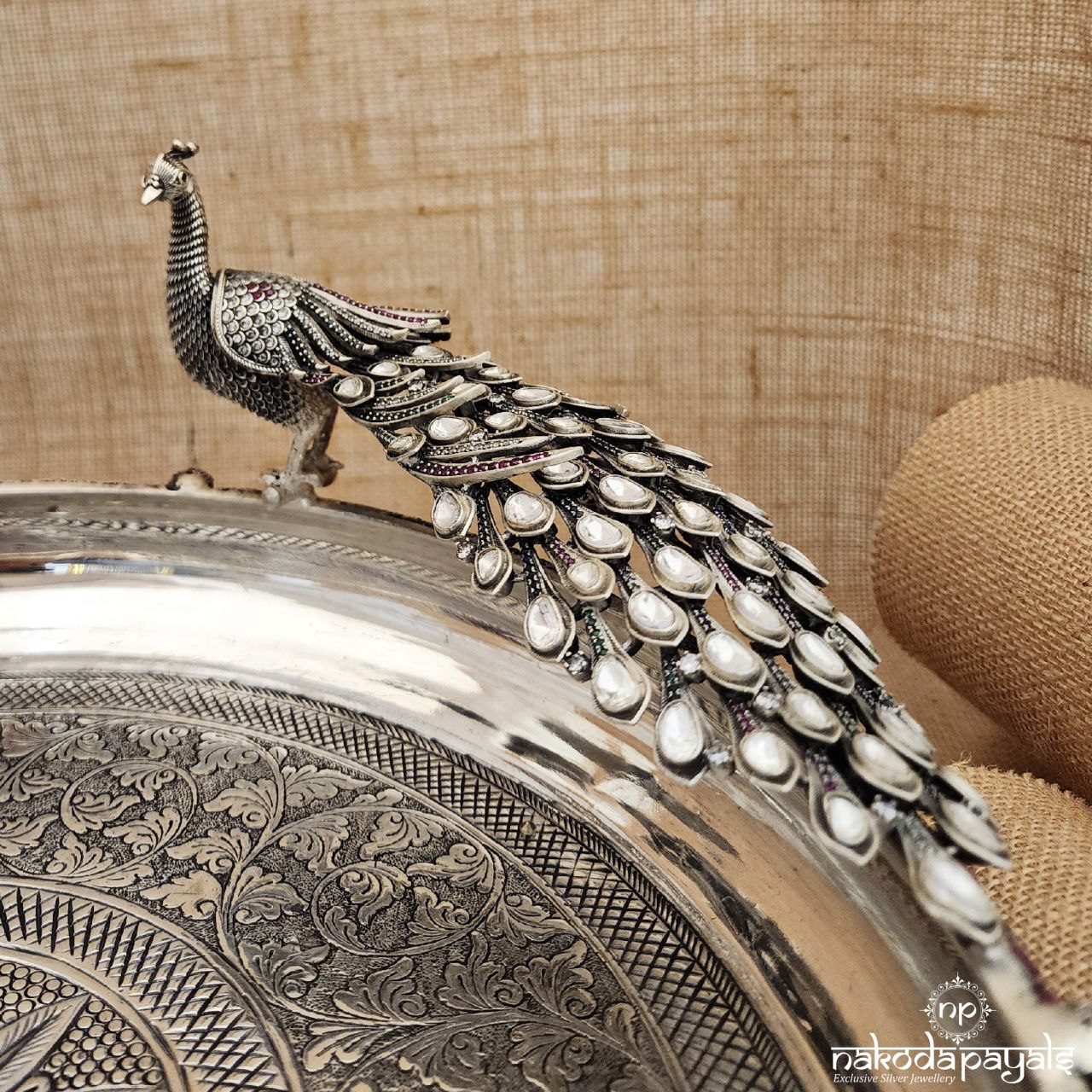 Outlandish Handcrafted Peacock Pooja Plate (A1220)