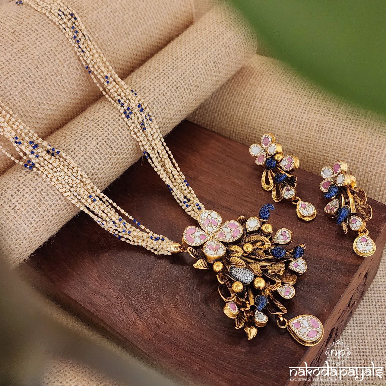 Gorgeous Flower Neckpiece With Earrings (Gn7966)