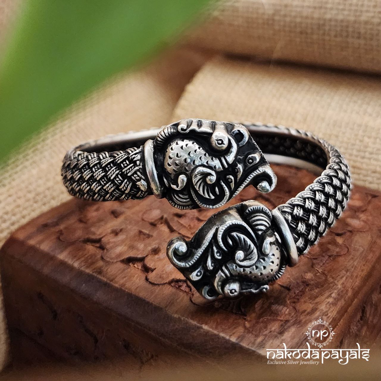 Nakshi Peacocks Chitai Cuff Kada (K4917)