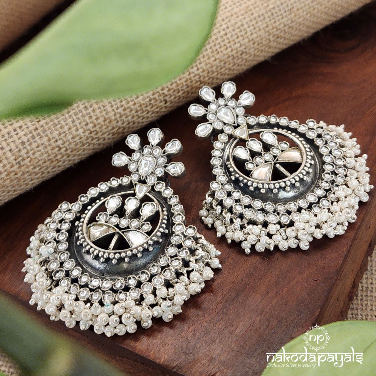Pearlescent Pearly Kundan Chandbali (C8140)