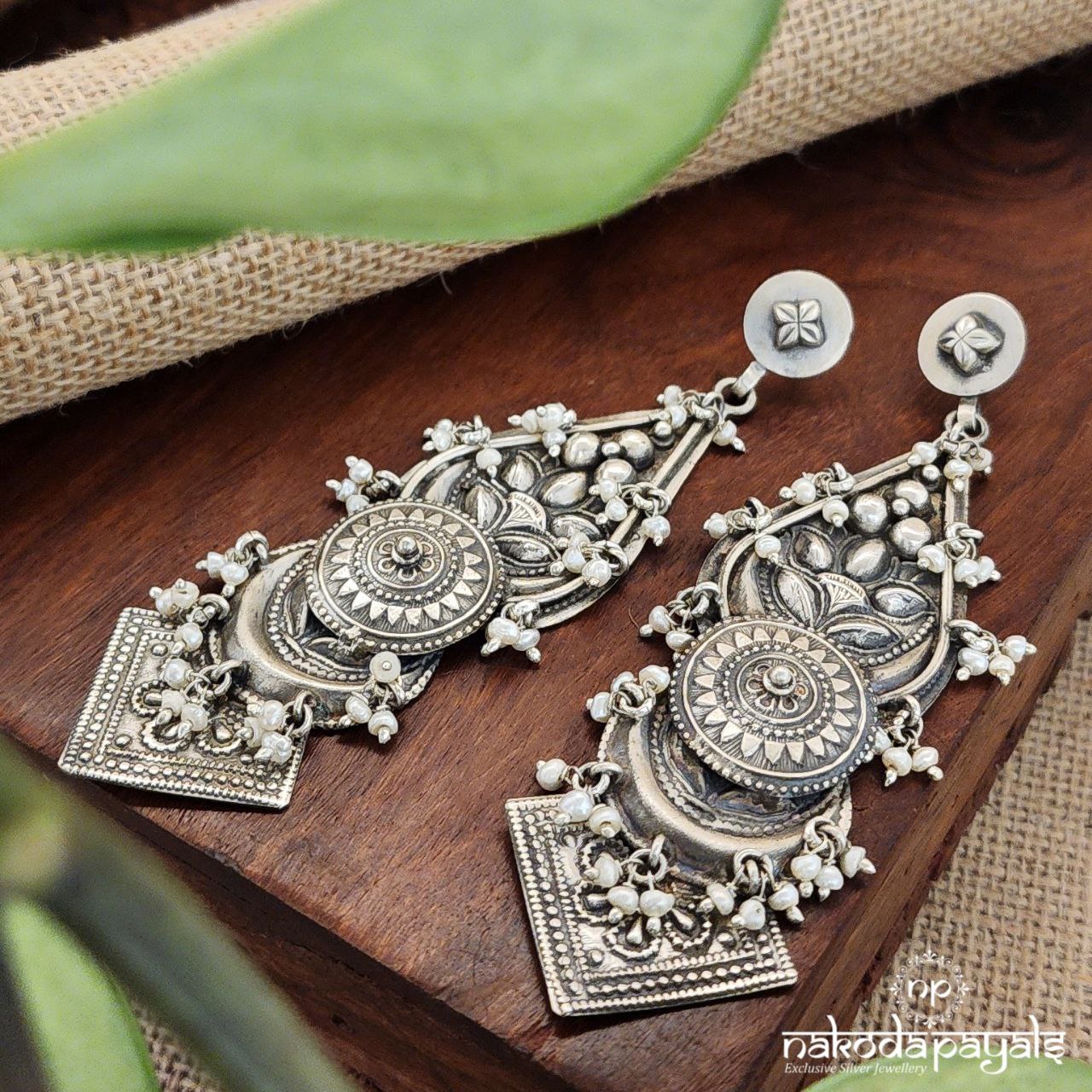 Long Tribal Pearled Earrings (C8142)