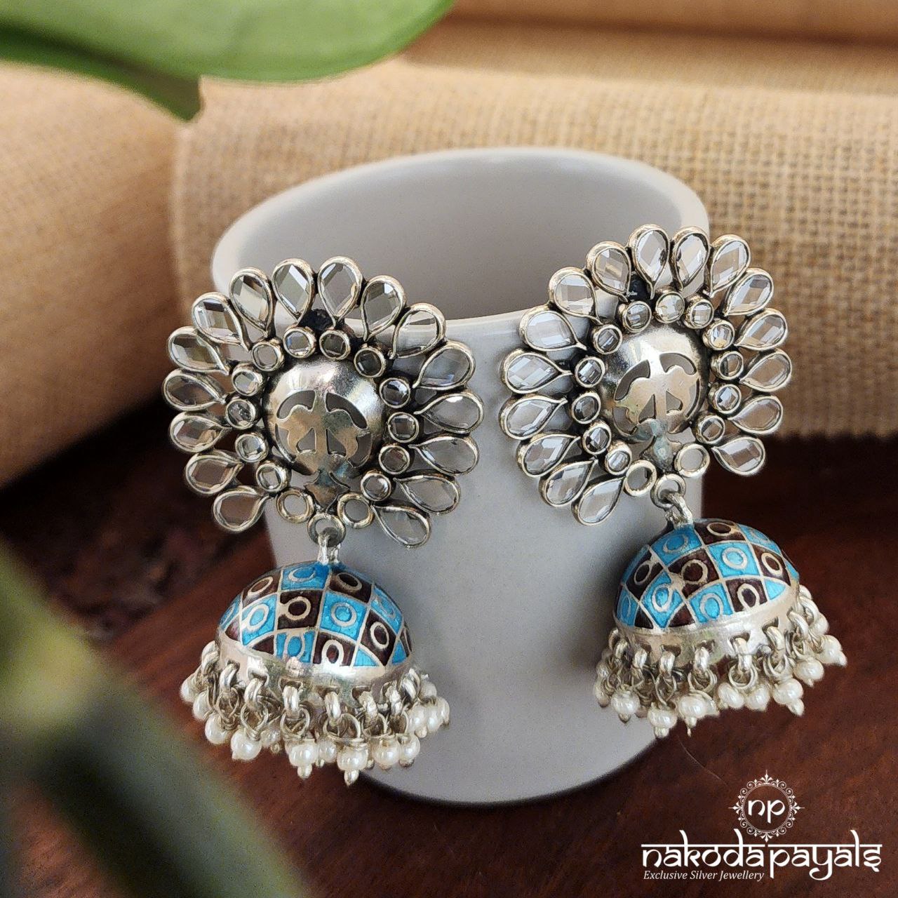 Enameled Blue Polki Jhumka (J7971)