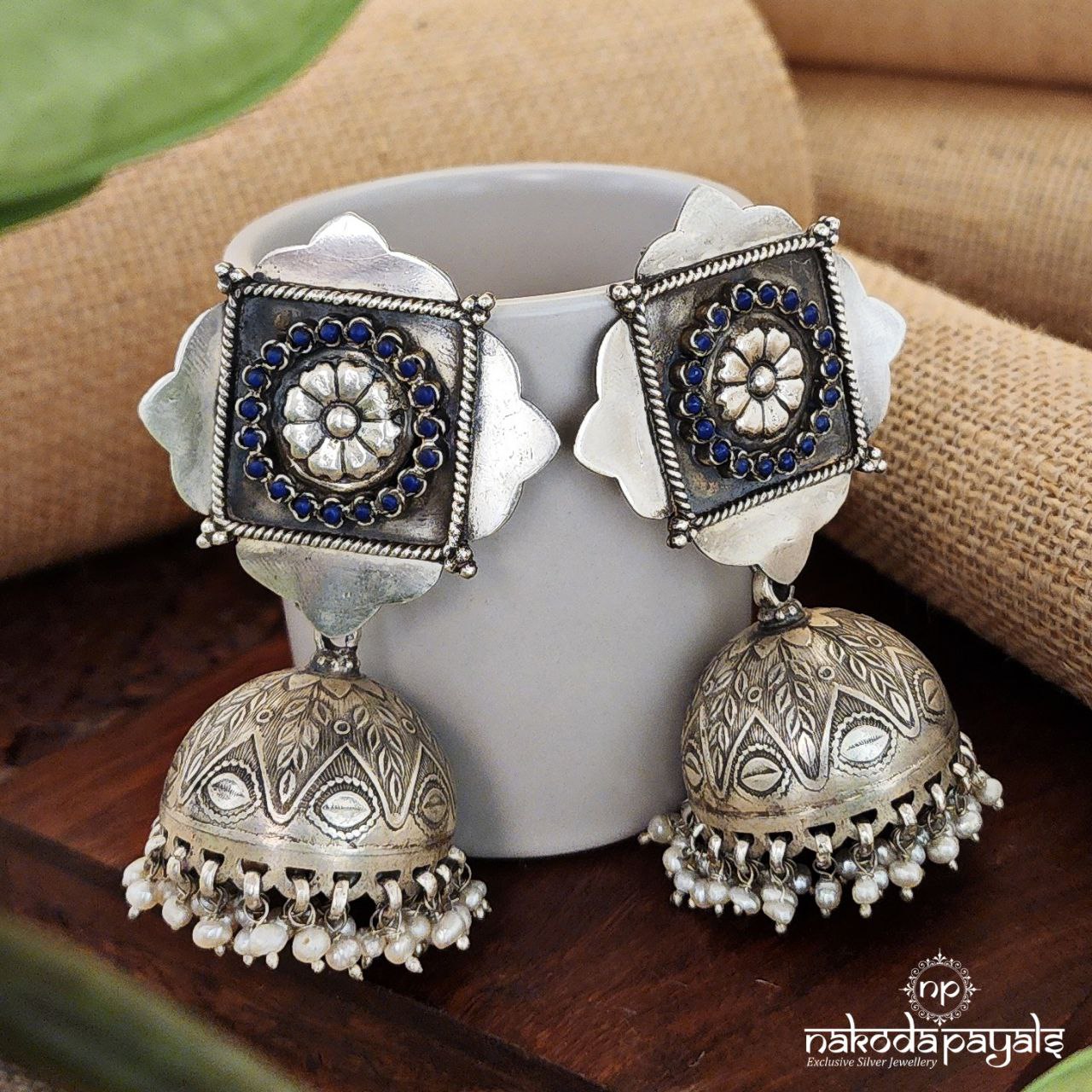 Lapiz Stud Tribal Jhumka (J7969)
