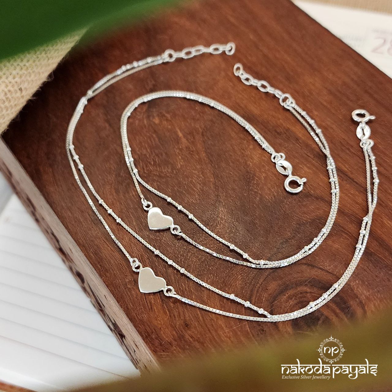 Double Layer Heart Anklet Pair (A5731)