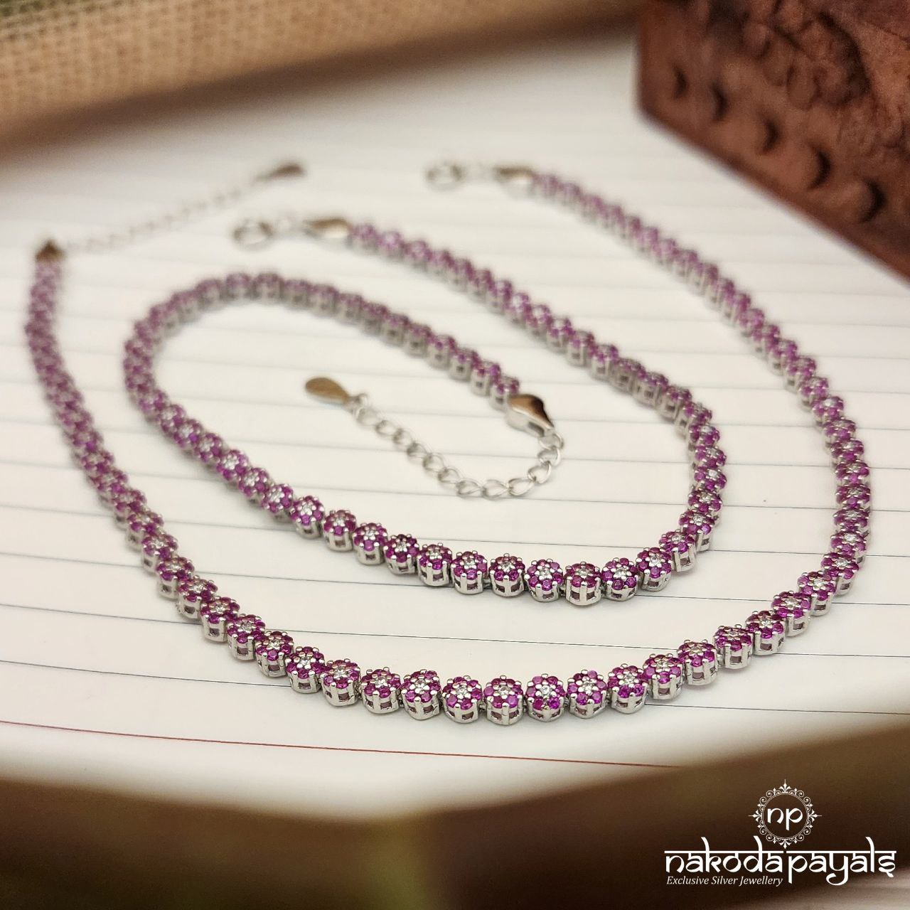 Pretty Pink Zircon Anklet Pair (A5738)