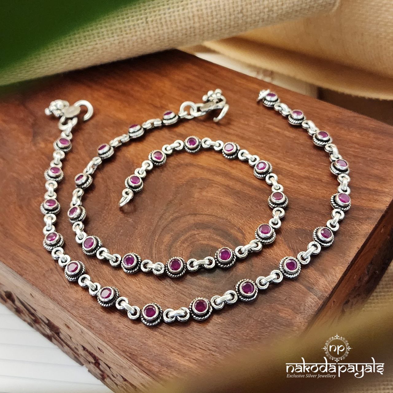 Ruby Circles Chain Anklet (A5749)