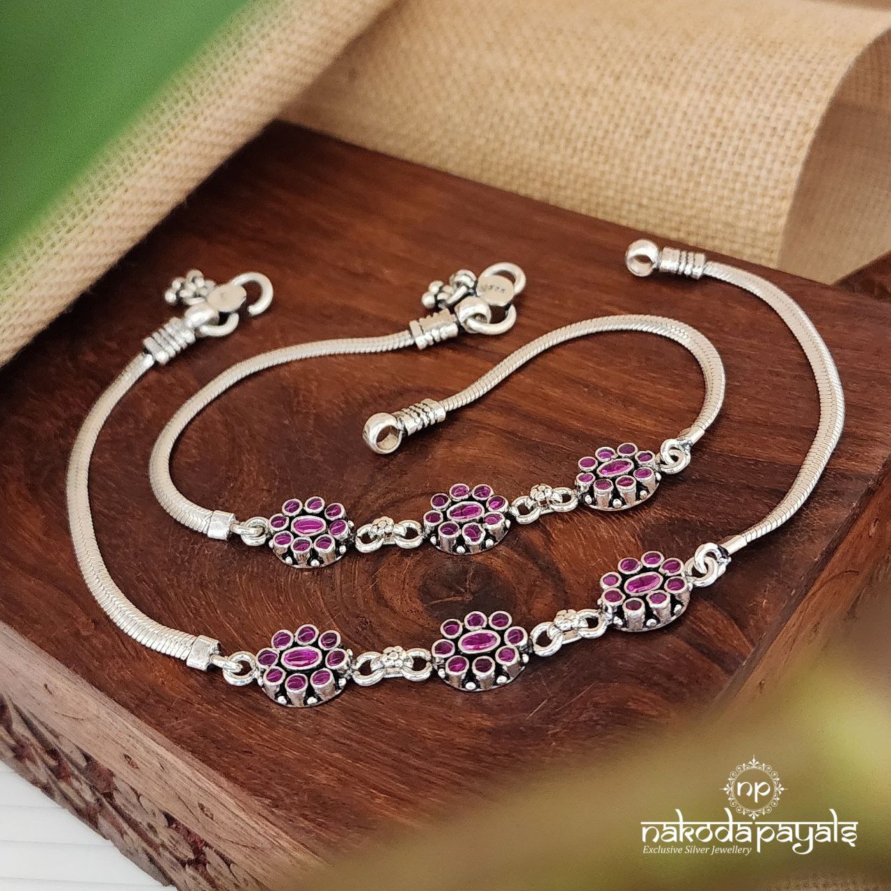 Ruby Flower Anklet (A5764)