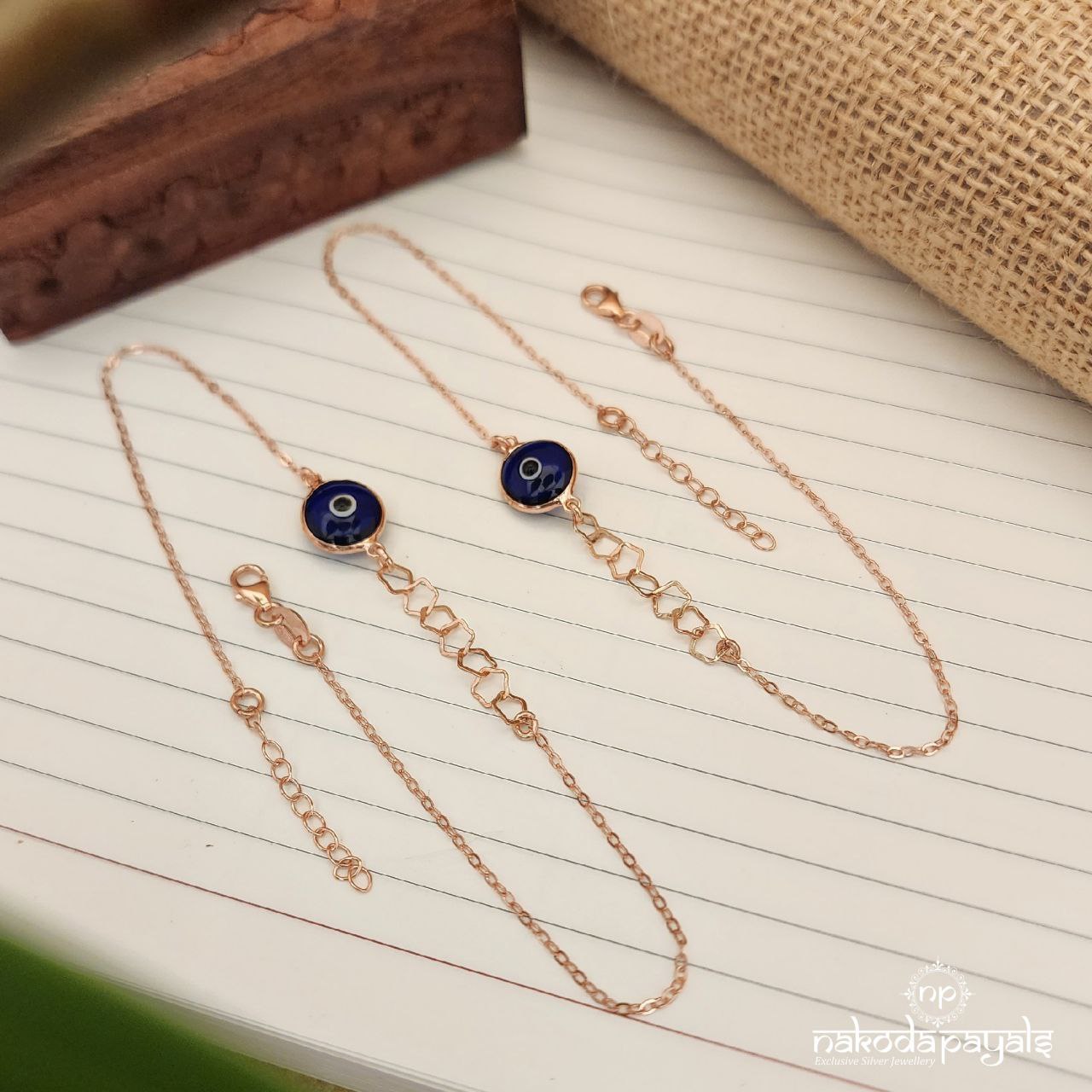 Rose Gold Evil Eye Anklets (A5783)