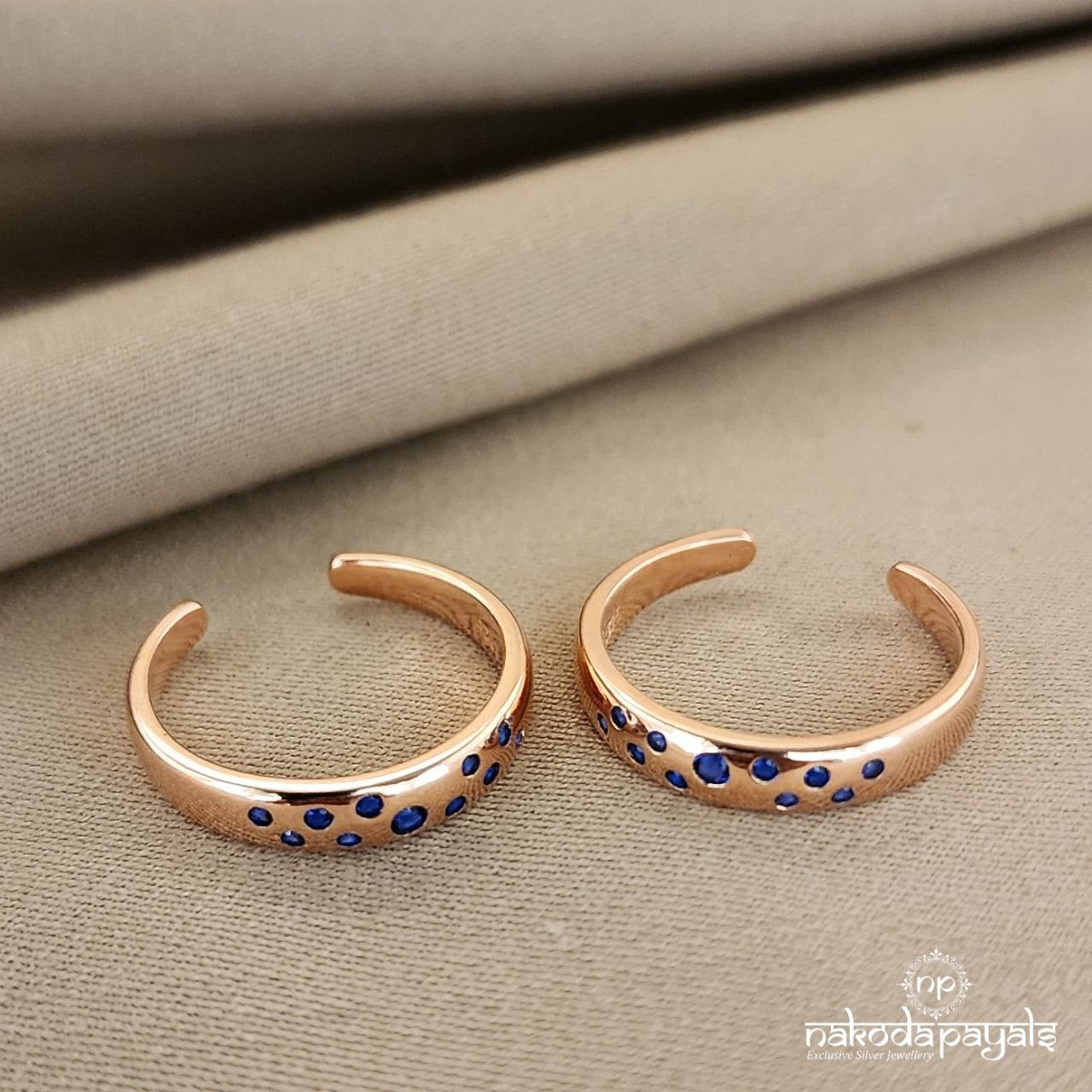 Blue Dots Rose Gold Toerings (T4247)
