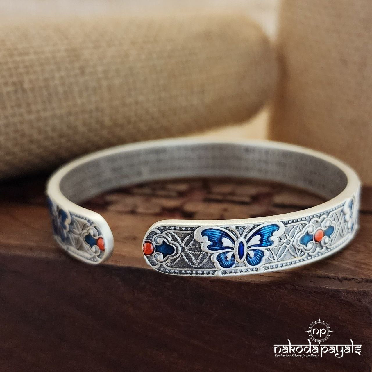 Blue Butterfly Matt Adjustable Kada (sk1108)