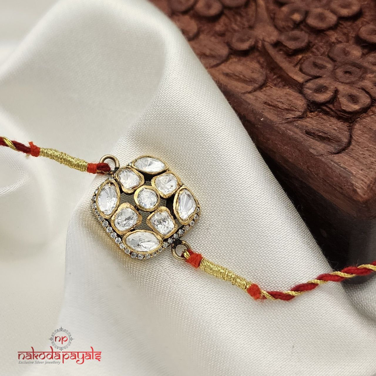 Square Moissanite Stones Rakhi R5630