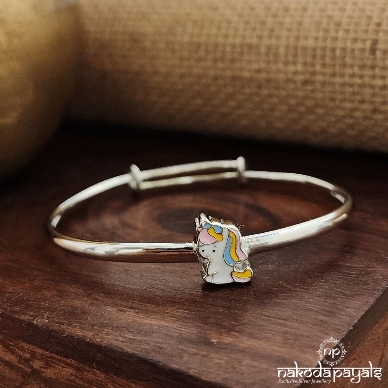 Cute Unicorn Silver Adjustable Kids Kada (Ka9344)