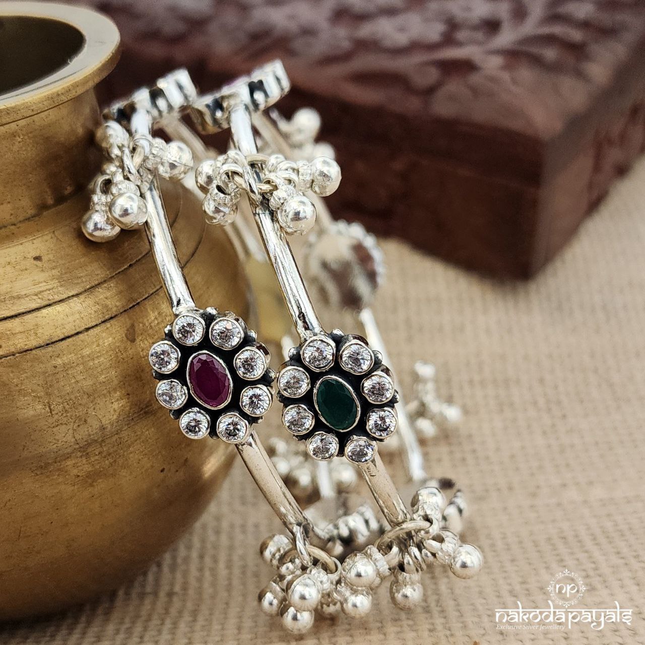 Cut Stone Ghungroo Bangle Pair (K5187)