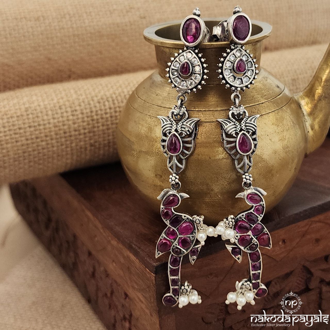 Sleek Long Peacock Earring(C3433)