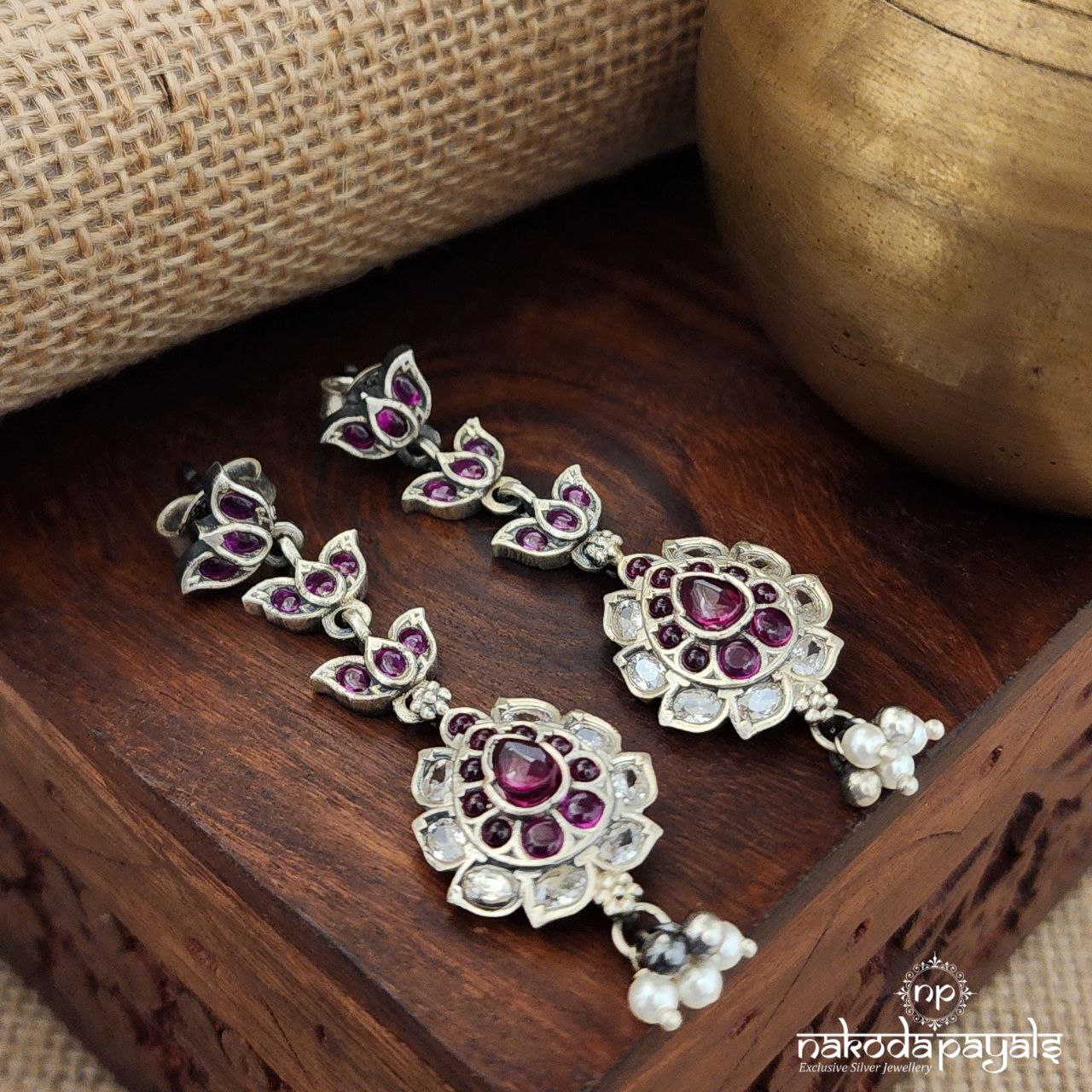 Tri Lotus Chandbali(C3444)