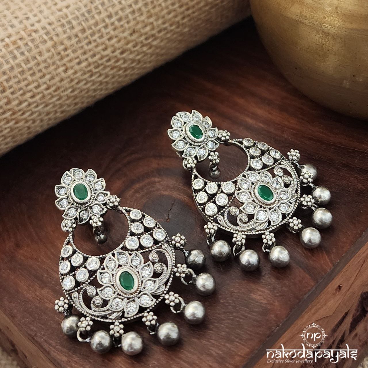 Floral Sparkling Chandbali(C3445)