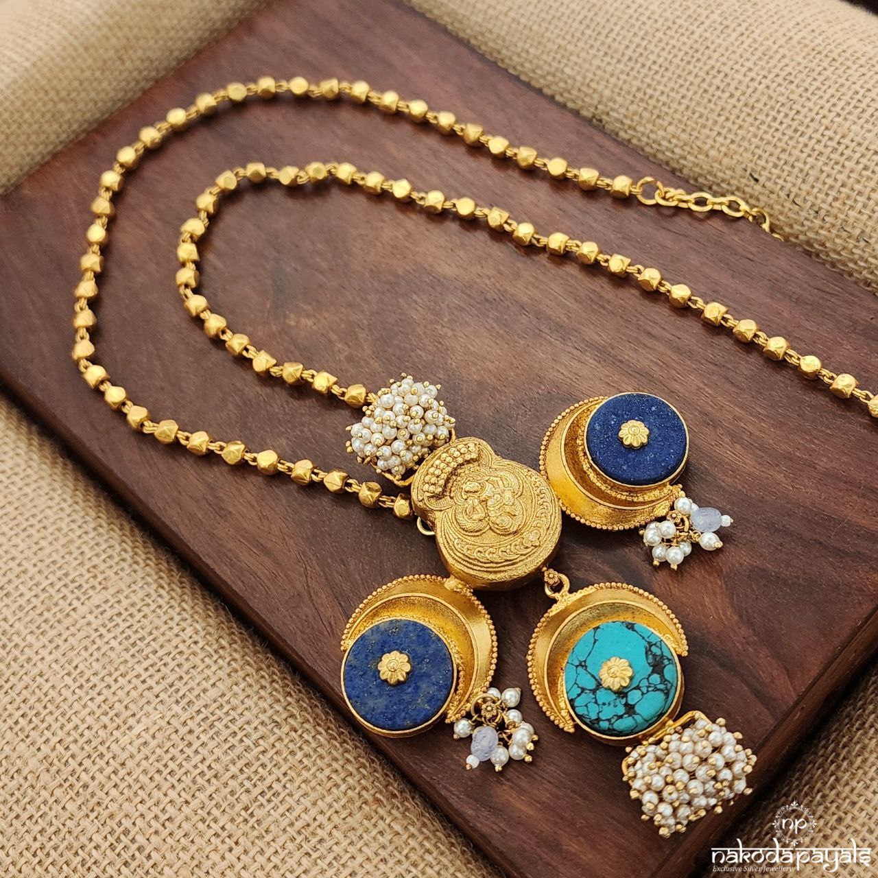 Coral-Lapiz Nagru Neckpiece (Gn8975)