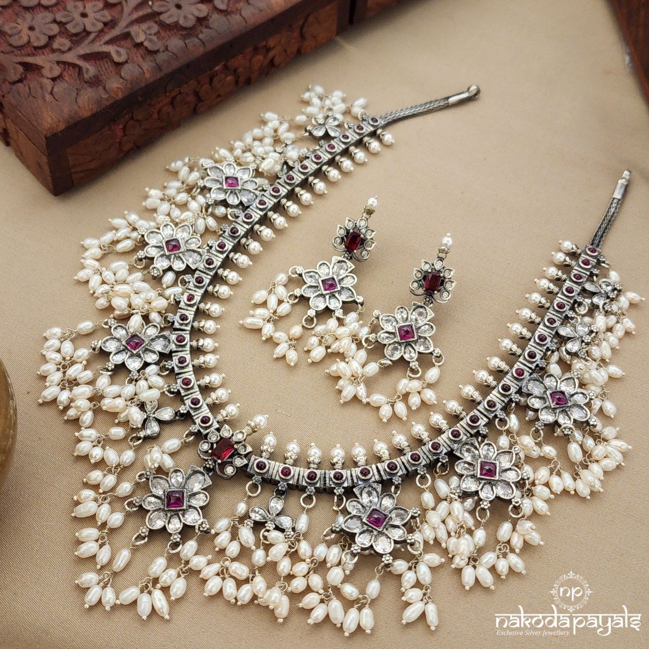 Traditional Long Guttapusalu Neckpiece With Earrings (N10802)