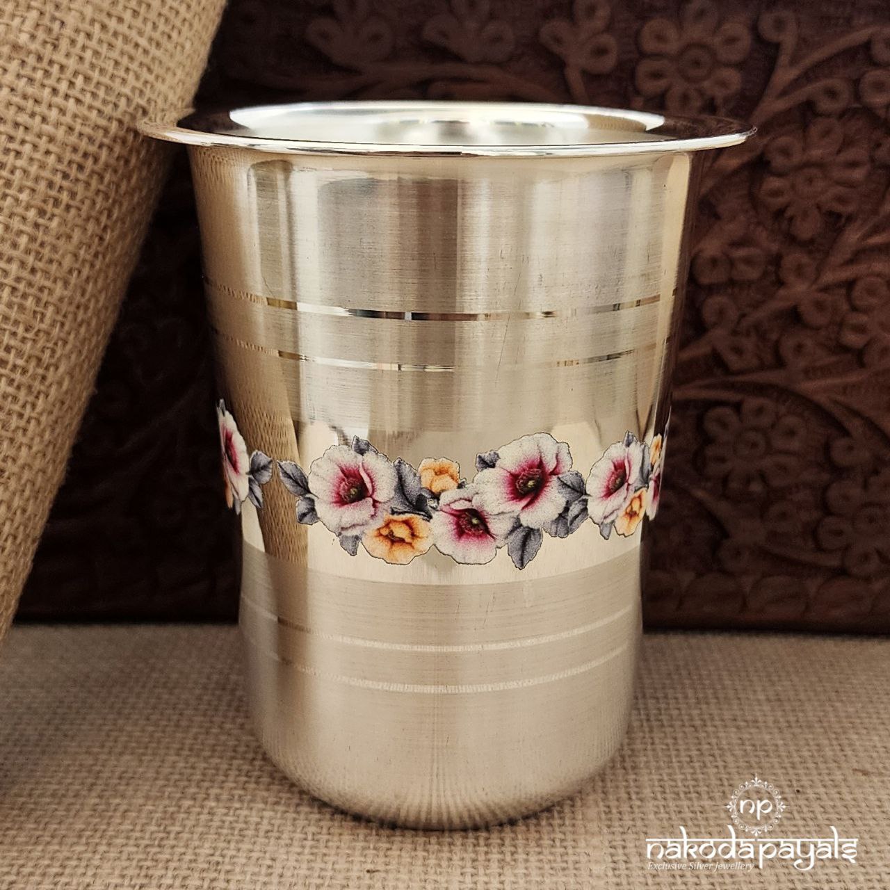 Floral Pinkish Yellow Glass (Aa1512)