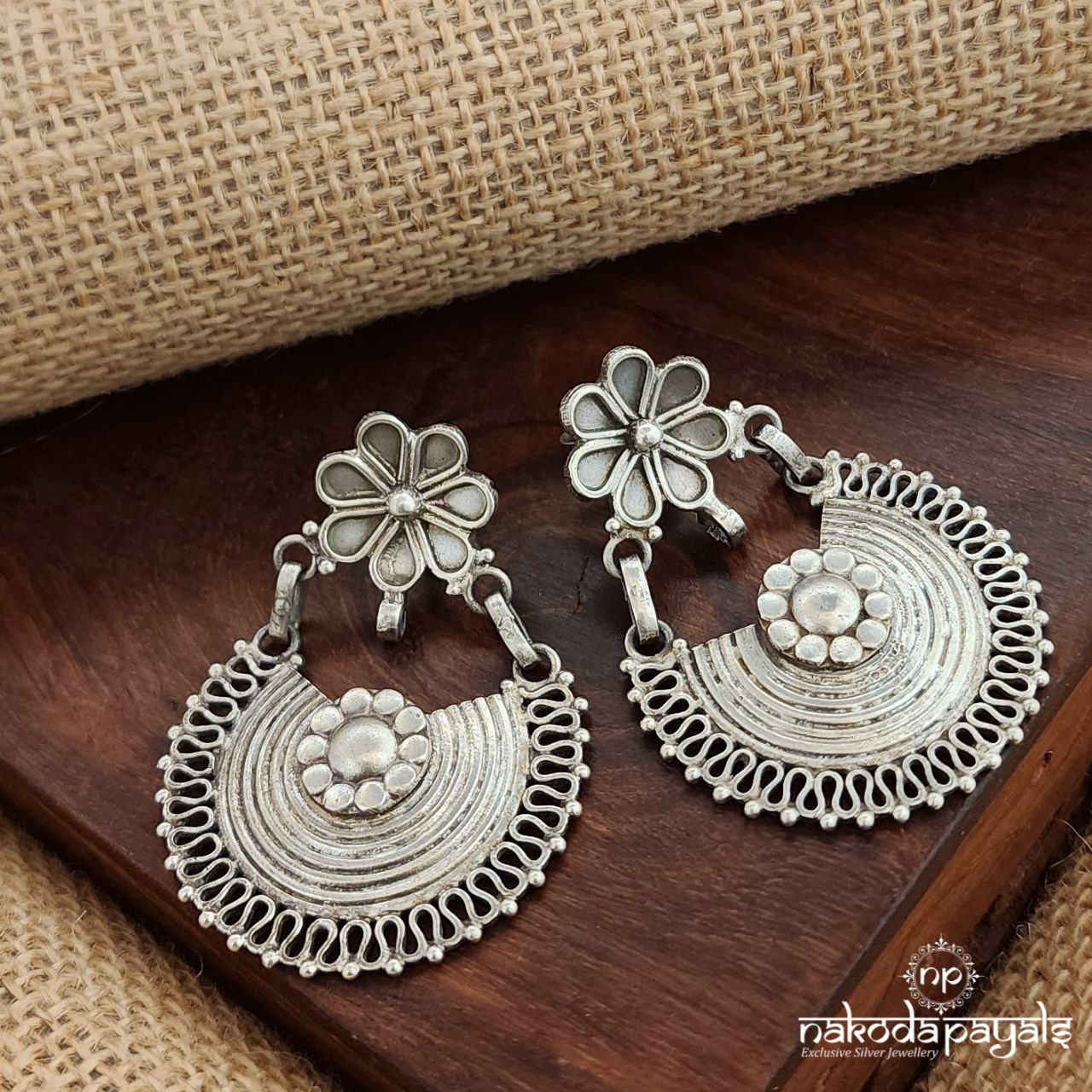 Oxidised Hanging Chandbali (C3455)