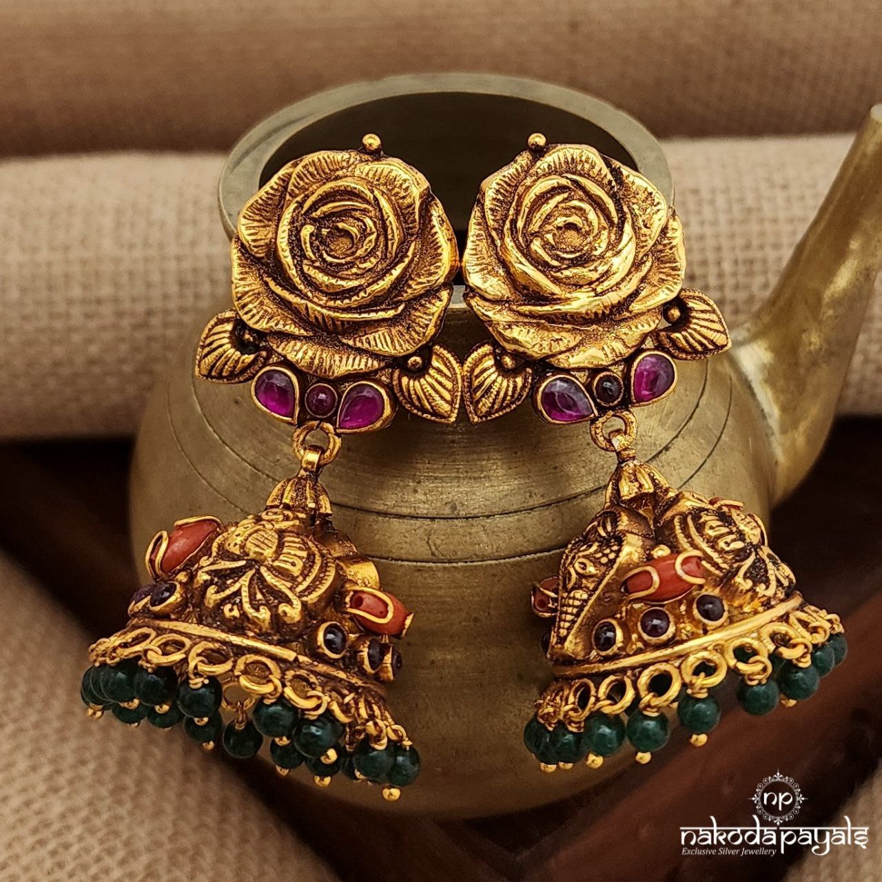 Coral Rose Jhumka(Ge9376)