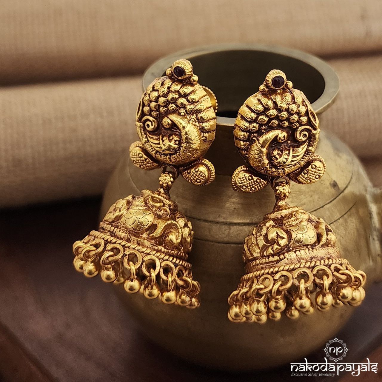 Stunning Twin Peacock Jhumka (Ge9469)