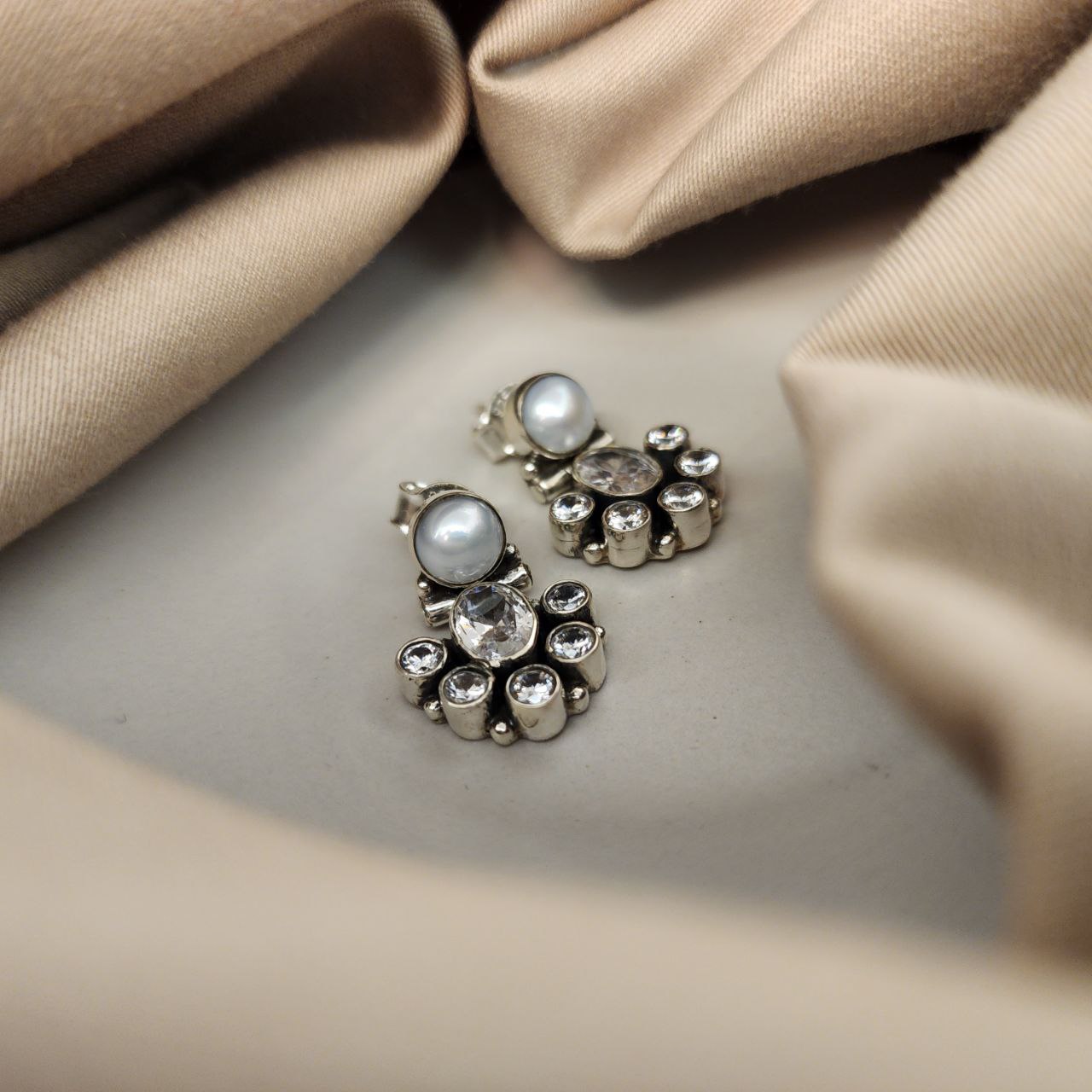 Half Moon Cutstone Studs (H2083-90)