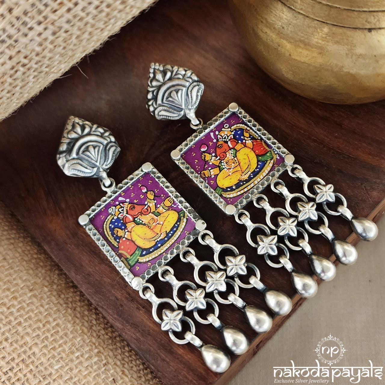 Pink Square Painted Earrings (C3118)