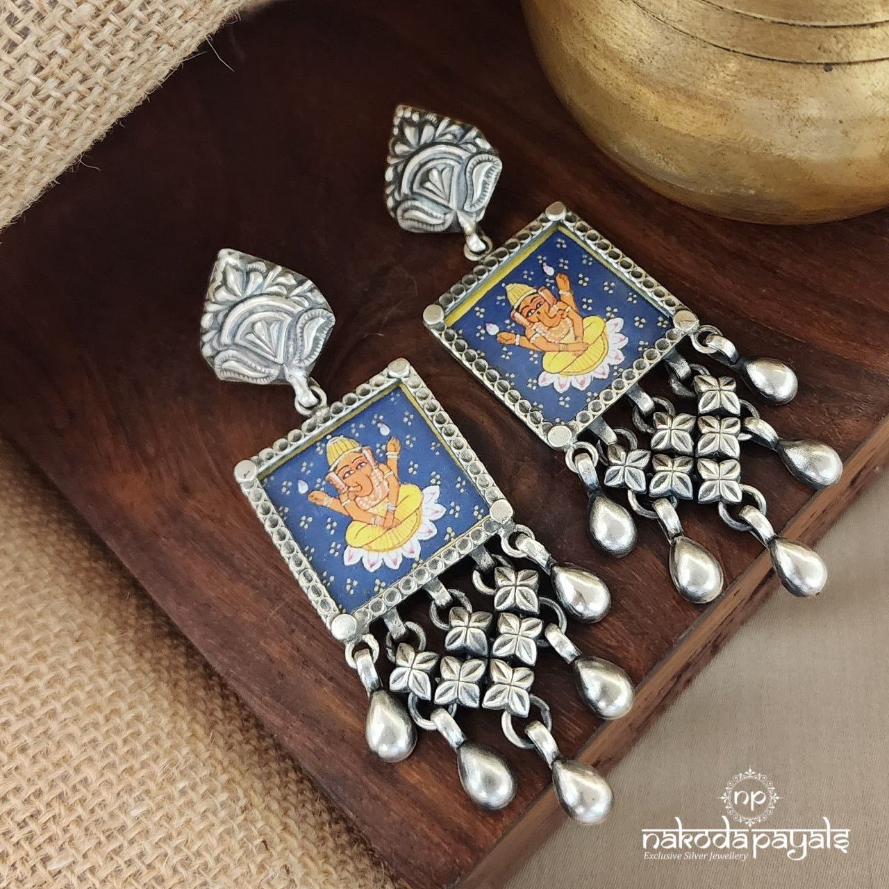 Square Drops Painted Earrings (C3115)