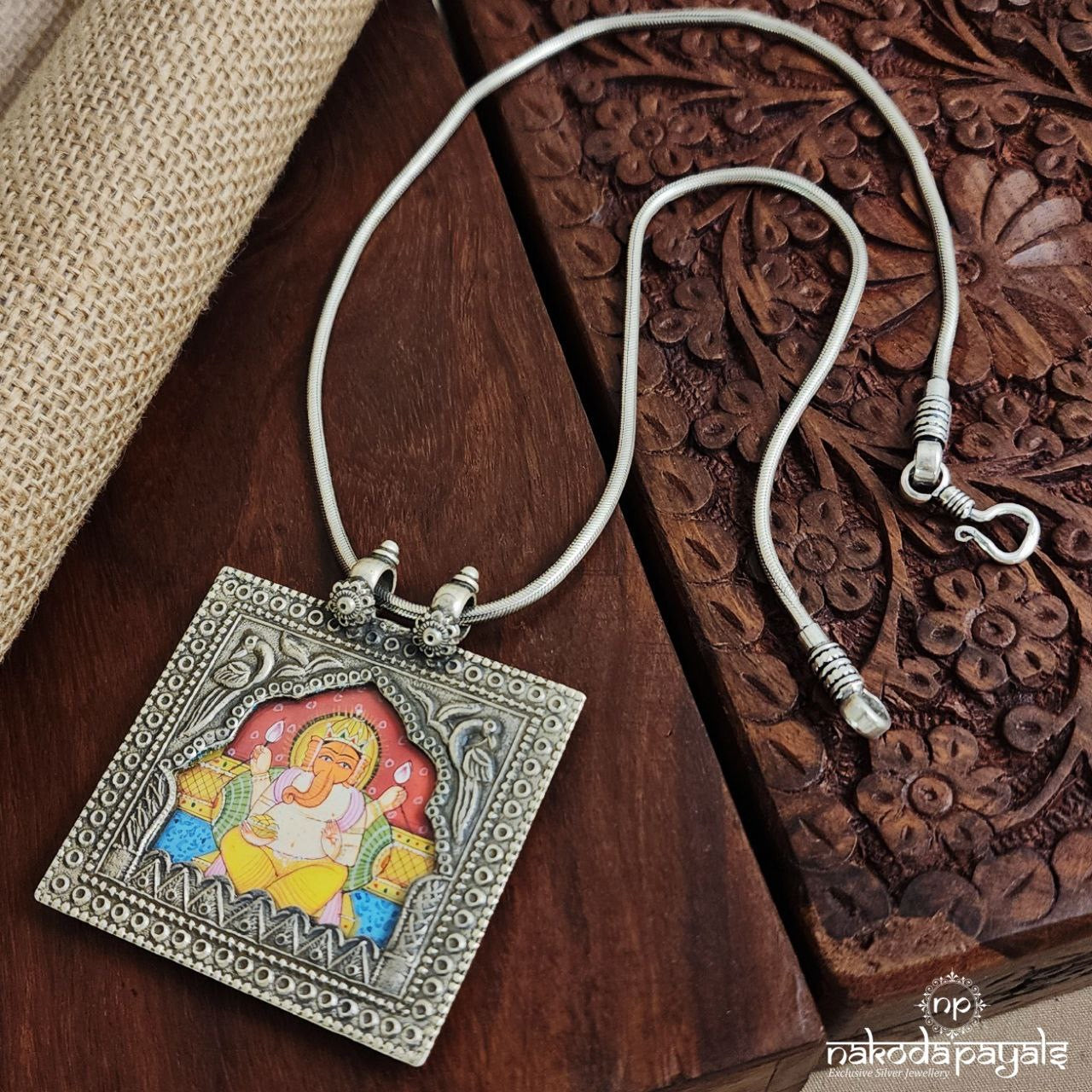 Divine Ganesha Hand Painted Neckpiece (N10502)
